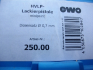 Lackierpistole EWO Minipaint HVLP im Koffer (NEU) mit Düsensatz 0,7mm zu verkaufen Bild 2
