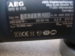 Winkelschleifer AEG WS6-115 mit ser.Zubehör für KFZ und Metallbau zu verkaufen siehe Bilder! Bild 3
