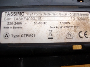 Ersatzteile für Tassimo Kaffeemaschine (Kapselmaschine) Typ TASKF 4000/15 Günstig zu verkaufen Bild 3
