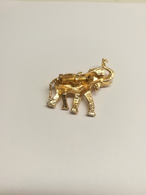 Brosche Elefant, gold, mit Steinchen im Auge, sehr gut erhalten Bild 2
