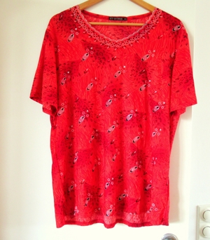 NEUES rotes T-Shirt mit silbermuster Hit Stars XXXL
