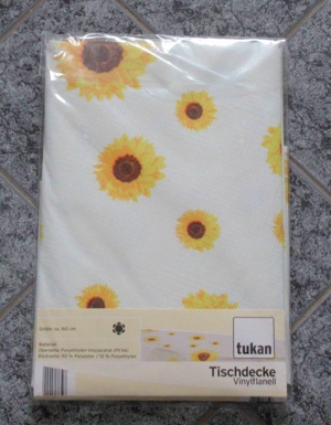 OVP Gartentischdecke mit Sonnenblumen drauf 160 cm Durchmesser Bild 1