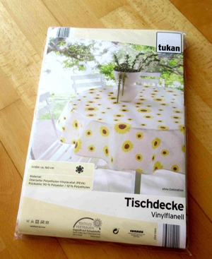 OVP Gartentischdecke mit Sonnenblumen drauf 160 cm Durchmesser Bild 2