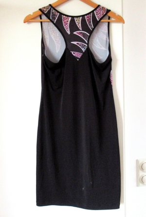 NEUWERTIGES schwarzes Kleid vorne mit Muster Ringerrücken Gr 38 Bild 2