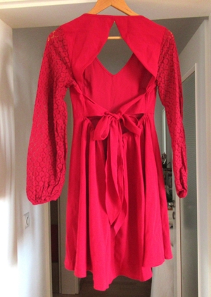 NEUES rotes raffiniertes Kleid mit langen Ärmeln Größe S Bild 3