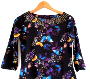 NEUWERTIGEs schickes schwarzes Kleid mit Schmetterlingen Gr. 38 Bild 2