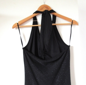 NEUES schwarzglitzerndes Neckholder Zipfel Kleid Größe S / M Bild 3