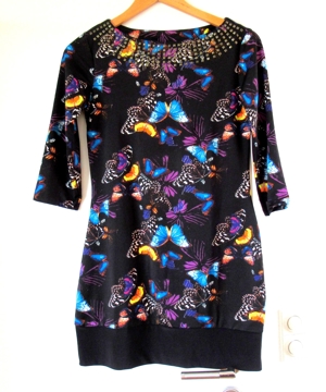 NEUWERTIGEs schickes schwarzes Kleid mit Schmetterlingen Gr. 38 Bild 1