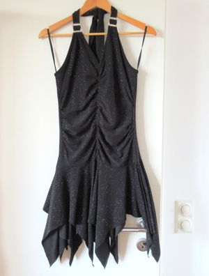 NEUES schwarzglitzerndes Neckholder Zipfel Kleid Größe S / M Bild 1