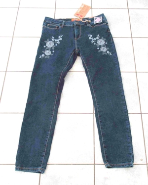 NEUE blaue Jeans Slim mit Blumendekor oben Größe 38