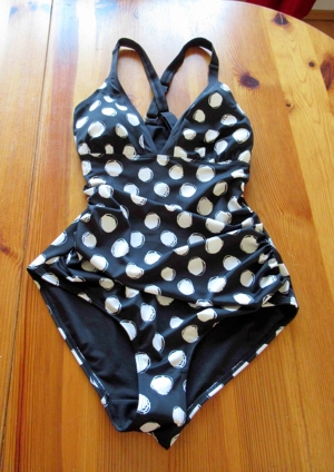 Neuer schwarzer Schwangerschaftbadeanzug weißen Punkten Gr 36 38