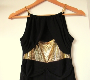 NEUES schwarzgoldenes raffiniertes Kleid S / M Bild 3