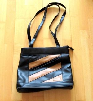 NEUE dunkelbraune Handtasche mit hellbraunen Streifen von Simona Bild 1