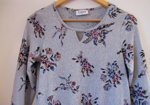 NEUWERTIGES graues langärmel. Strickkleid geblümt Gina Gr 36 Bild 2