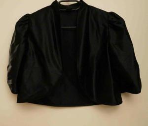 NEU / kurzärmeliges schwarzglänzendes Abendkleidjäckchen Größe 40 Bild 1