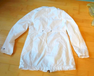 tolle lange weiße Jacke mit eingerollter Kaputze Größe XL Bild 3