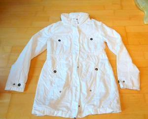 tolle lange weiße Jacke mit eingerollter Kaputze Größe XL Bild 2