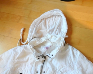 tolle lange weiße Jacke mit eingerollter Kaputze Größe XL Bild 4