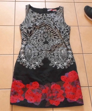 NEUWERTIGES schwarz buntes Desigual Kleid Midi Größe 36