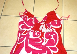 schönes Sommerkleid Neckholderkleid weißrotrosa gemustert XS / S Bild 3