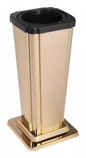 Grabvase goldfarben Vase mit Einsatz Friedhof Grab Blumenvase