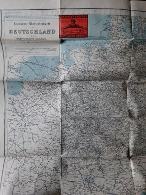 Eisenbahn - Übersichtskarte von Deutschland und den angrenzenden Ländern zum Reichskursbuch Bild 3