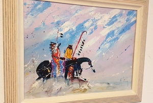 Long Ride Ahead Ölgemälde Indianer Pferd Hengst Tribal Art Häuptling USA Nordamerika Bild 2