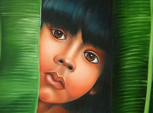 Indio Kind Amazonas Brasilien Indigenes Mädchen Palmen Dschungel Ethno Bild 2