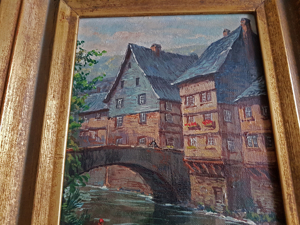 Monschau Montjoie Ölgemälde signiert Altstadt Fachwerkhaus Rur Eifel Deutschland Bild 7