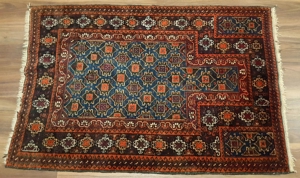Antik Gebetsteppich Orient Kaukasus Teppich Wolle Braun Rot Merhab Bild 2
