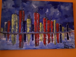 Acrylgemälde Skyline abstrakt. Unikat 60/90 cm auf Leinwand. Unikat Bild 3