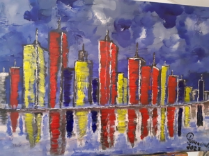 Acrylgemälde Skyline abstrakt. Unikat 60/90 cm auf Leinwand. Unikat Bild 1