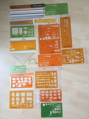 Dreikantmaßstab, Schrift- Elektrotechnik Schablonen