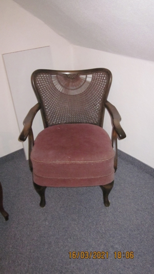 Stil-Sitzgruppe mit ovalem Intarsientisch Bild 3