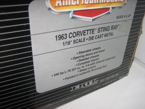1 18 Modellautos Chevrolett Stingray OVP--- NEU -s. Fotos Bild 3