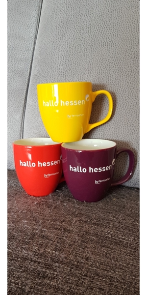 Orginal  "hallo hessen"  Tassen des hr in Frankfurt