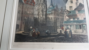 Schöne Brunnen Lithografie Billmark 1835 Nürnberg Altstadt Grafik Nuremberg Bild 10