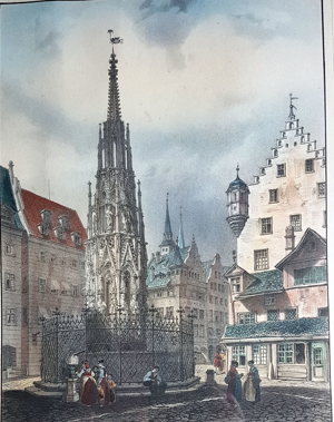 Schöne Brunnen Lithografie Billmark 1835 Nürnberg Altstadt Grafik Nuremberg Bild 3