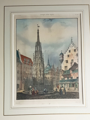 Schöne Brunnen Lithografie Billmark 1835 Nürnberg Altstadt Grafik Nuremberg Bild 2