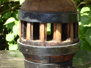 antike Rad-Naben-Lampe mit handgewebtem Schirm H 57 cm Bild 3