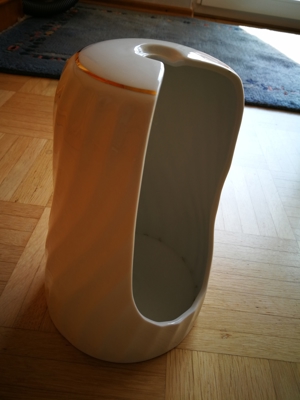 eleganter WC Bürstenhalter Prozellan weiß mit Goldrand Bild 2