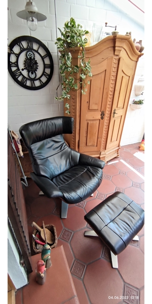 Echtleder-Relax- TV-Sessel inkl. Hocker, Bild 4