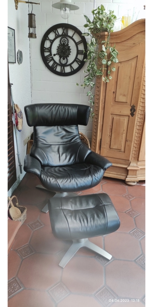Echtleder-Relax- TV-Sessel inkl. Hocker, Bild 8