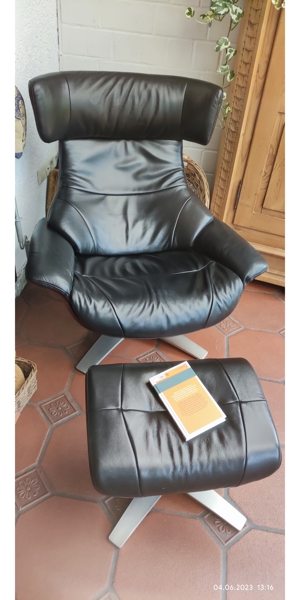 Echtleder-Relax- TV-Sessel inkl. Hocker, Bild 7