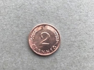 2 Pfennig Münze BRD Prägung 1966 J Seltenheit (nicht magnetisch) Bild 2