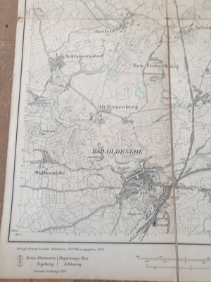 Alte antike Karte auf Leinen, Bad Oldesloe, 1910 Bild 6