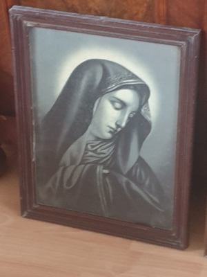 Alte christliche Bilder, Maria und Josef, Alte Rahmen, Glas Bild 3