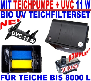 TEICH BIS 8000 L: BIO UV TEICHFILTER KOMPLETTSET+TEICHPUMPE+UVC 9 W NEU Bild 6