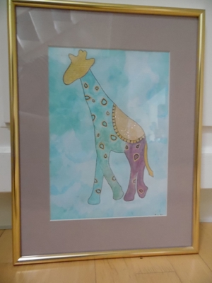 Bild Aquarell handgemalt Giraffe