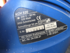 Starke Elektro Heckenschere, KCH 520, Länge 58 cm, 220 V, Leistung 520 W, guter Zustand. Bild 3